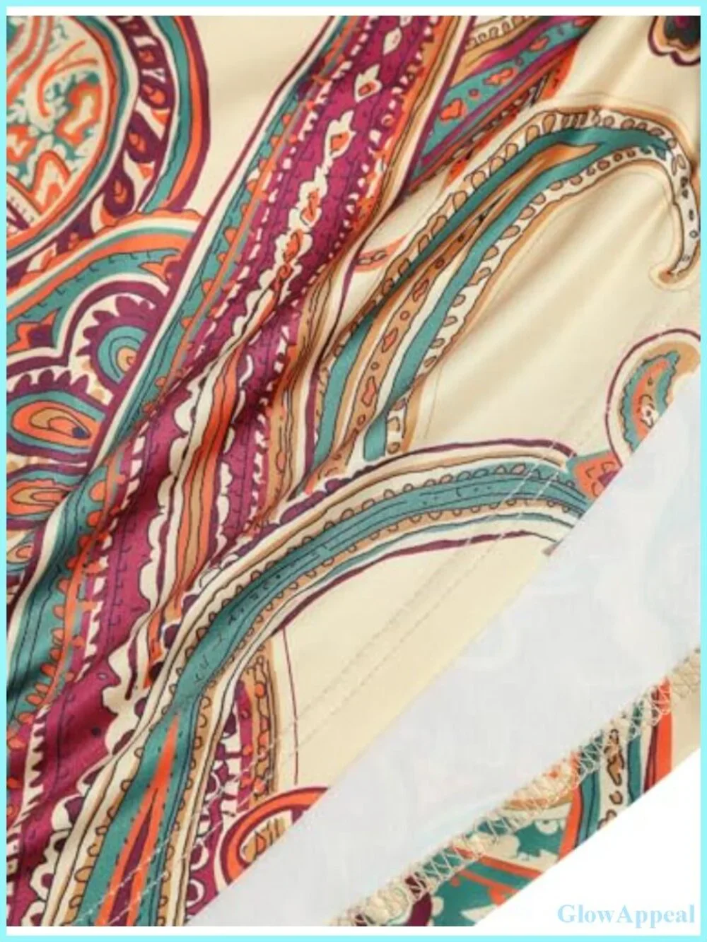 ZAFUL Women's Boho Asymmetrical Ruched Skirt with Drawstring, Floral Paisley